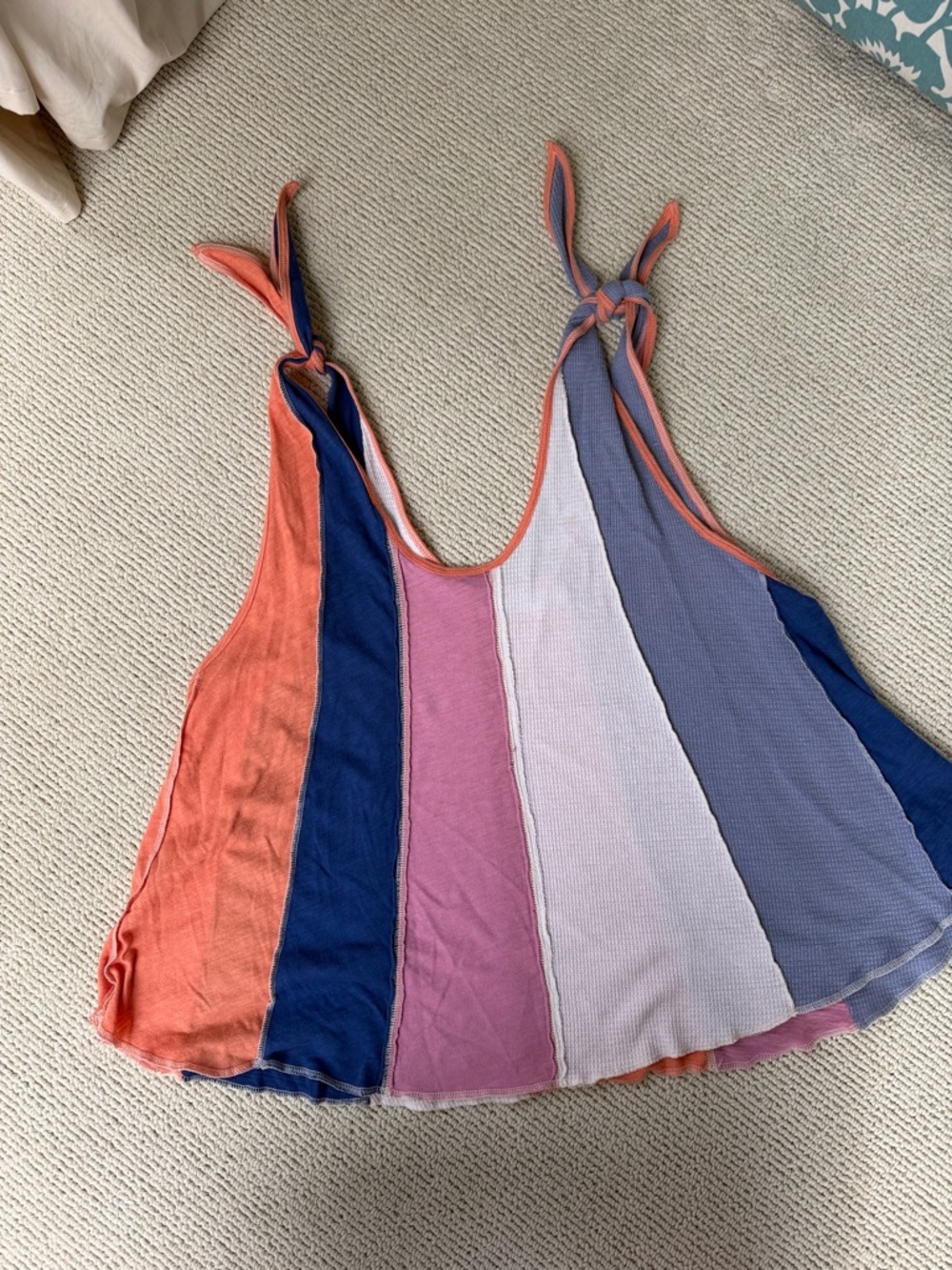 We The Free Striped Tie-Shoulder Tank in Coral, Blue, Pink, Pale Pink 🌿